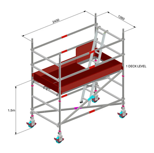 SCAFFOLD - ALUM 1.5M DOUBLE WIDTH