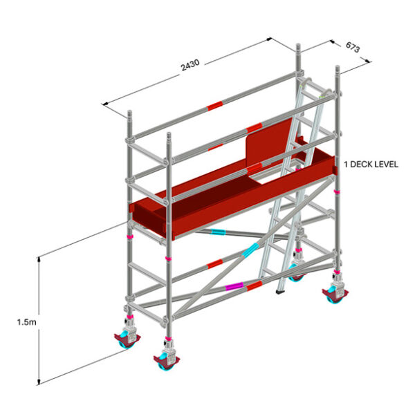 SCAFFOLD - ALUM 1.5M SINGLE WIDTH