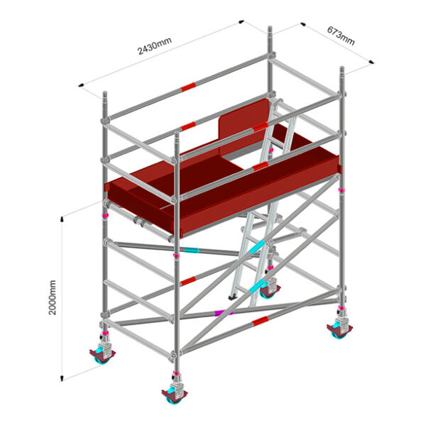 SCAFFOLD - ALUM 2 M DOUBLE WIDTH