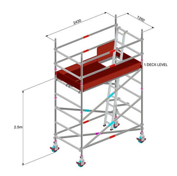 SCAFFOLD - ALUM 2.5M DOUBLE WIDTH