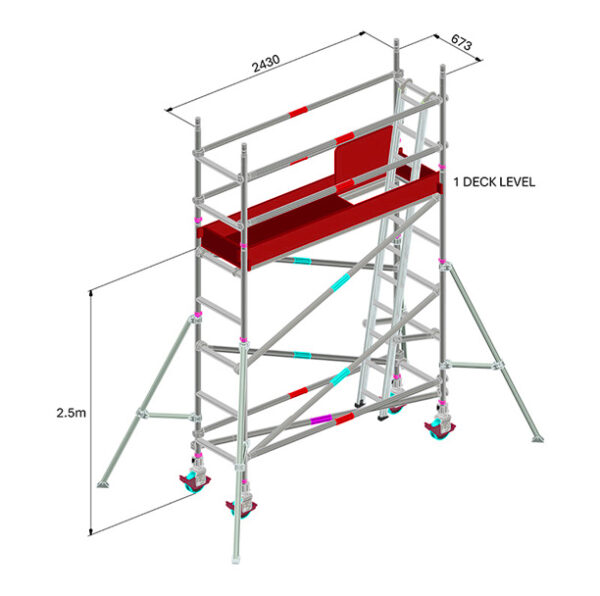 SCAFFOLD - ALUM 2.5M SINGLE WIDTH