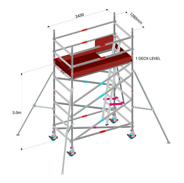 SCAFFOLD - ALUM 3 M SINGLE WIDTH