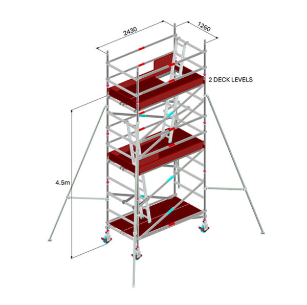 SCAFFOLD - ALUM 4.5M DOUBLE WIDTH